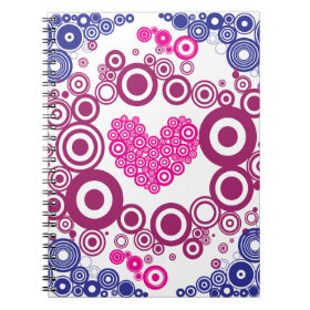 Pretty Heart Concentric Circles Girly Teen Design Journals