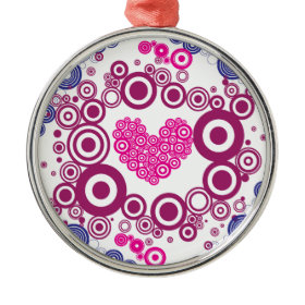 Pretty Heart Concentric Circles Girly Teen Design Christmas Tree Ornament