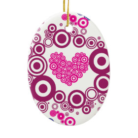 Pretty Heart Concentric Circles Girly Teen Design Christmas Tree Ornaments