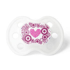 Pretty Heart Concentric Circles Girly Teen Design Baby Pacifier