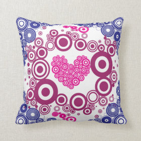 Pretty Heart Concentric Circles Girly Teen Design Throw Pillows