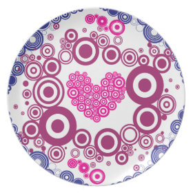 Pretty Heart Concentric Circles Girly Teen Design Dinner Plates