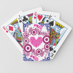 Pretty Heart Concentric Circles Girly Teen Design Poker Cards