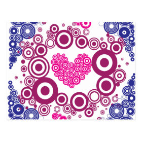 Pretty Heart Concentric Circles Girly Teen Design Post Cards