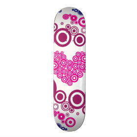 Pretty Heart Concentric Circles Girly Teen Design Skate Boards