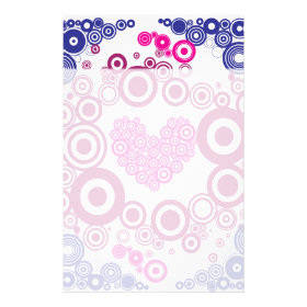 Pretty Heart Concentric Circles Girly Teen Design Customized Stationery