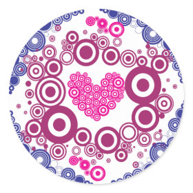 Pretty Heart Concentric Circles Girly Teen Design Round Stickers