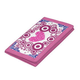Pretty Heart Concentric Circles Girly Teen Design Trifold Wallets