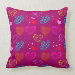 Pretty Hearts Purple Pink Girly Love Pattern Throw Pillows