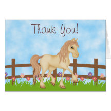 Pretty Horse and Flowers Thank You Cards ~ Girls