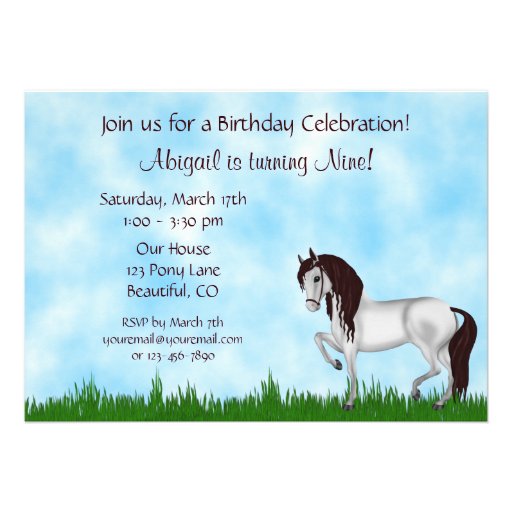 Pretty Horses and Barn Birthday Invitation ~ Girls
