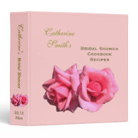 pretty hot pink rose flowers bridal shower recipe binder