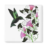 Pretty Hummingbird and Flowers Refrigerator Magnets