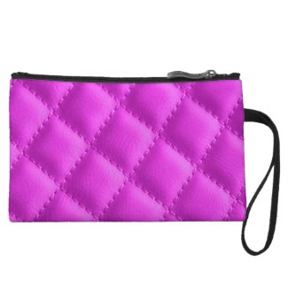 Pretty in Hot Pink Quilted Leather Look Wristlet Purse