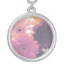 Pretty in Pink Daisy Flower Silver Necklace Charm
