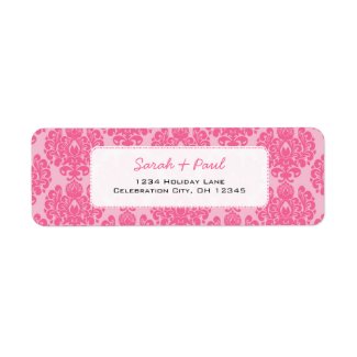 Pretty in Pink Damask Return Address Label label