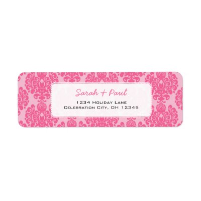 Pretty in Pink Damask Return Address Label