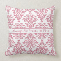 Pretty in Pink Elegant Damask Girl's Bedroom pillows
