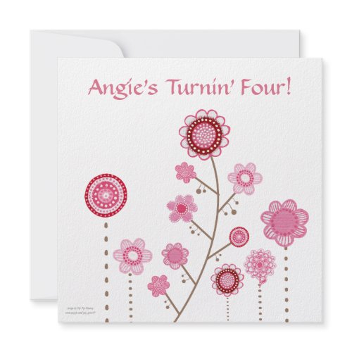 Pretty in Pink Flowers Custom Birthday Invitation invitation