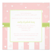 Pretty in Pink Little Hearts baby shower Personalized Invites