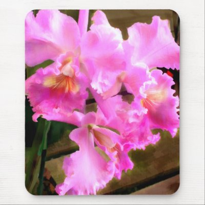 Pretty in Pink Orchids Mouse Mat by ElainePlesser