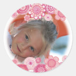 Pretty in Pink Painted Girls Photo Cupcake Topper Round Sticker