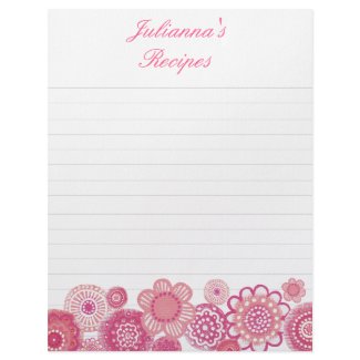 Pretty in Pink Recipe Binder Insert Letter Pages letterhead