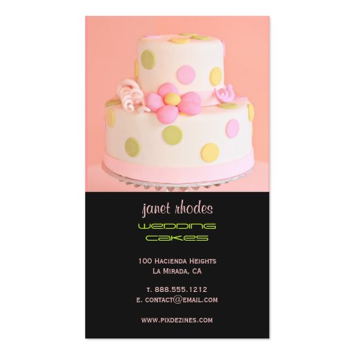 Pretty in Pink wedding cake Business Card (back side)