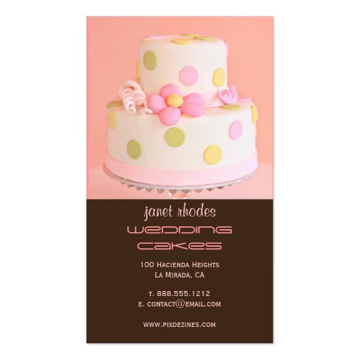 Pretty in Pink wedding cake Business Card Template (back side)