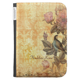 Pretty Iranian Bird Damask Floral Personalized Kindle Cover