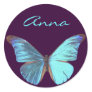 Pretty Iridescent Blue Butterfly Round Stickers