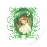 Pretty Irish Woman Vintage Design Round Stickers
