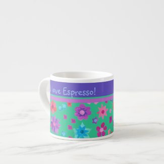 Pretty Jade Green Custom Flower-Power Espresso Mug