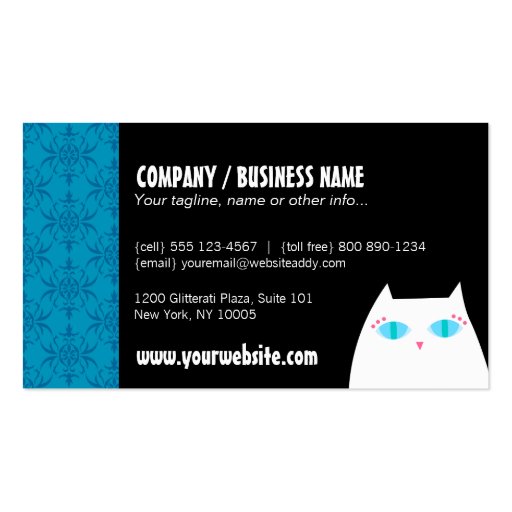 Pretty Kitties on Blue Business Card Templates (back side)