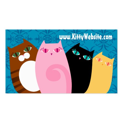 Pretty Kitties on Blue Business Card Templates (front side)