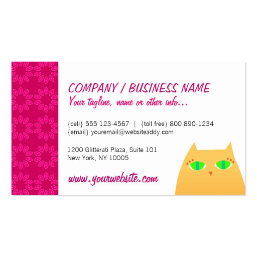 Pretty Kitties on Floral Business Card (back side)