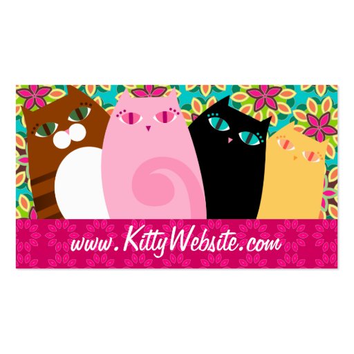 Pretty Kitties on Floral Business Card (front side)