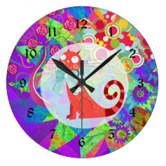Pretty Kitty Crazy Cat Lady Gifts Vibrant Colorful Clock