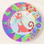 Pretty Kitty Crazy Cat Lady Gifts Vibrant Colorful Beverage Coaster
