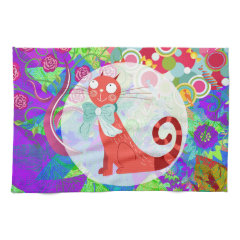 Pretty Kitty Crazy Cat Lady Gifts Vibrant Colorful Hand Towels