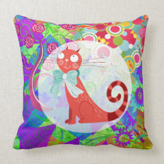 Pretty Kitty Crazy Cat Lady Gifts Vibrant Colorful Pillow