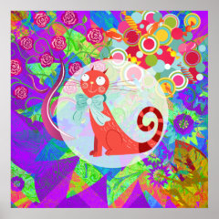 Pretty Kitty Crazy Cat Lady Gifts Vibrant Colorful Poster