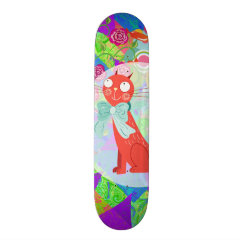 Pretty Kitty Crazy Cat Lady Gifts Vibrant Colorful Custom Skateboard