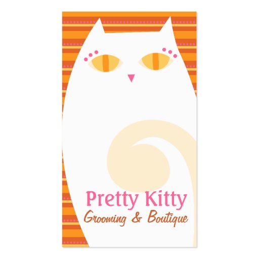 Pretty Kitty White & Orange Stripes Business Card (front side)