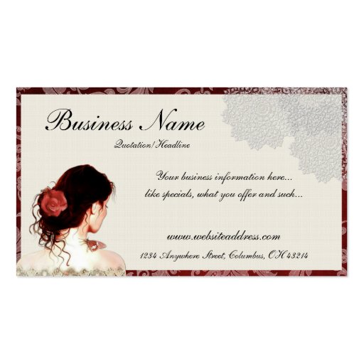 Pretty Lace Woman Design Business Cards (front side)