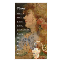 Pretty Lady Vintage Digital Collage Business Card Template