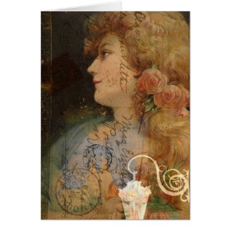 Pretty Lady Vintage Digital Collage card