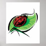 pretty ladybug on leaf print