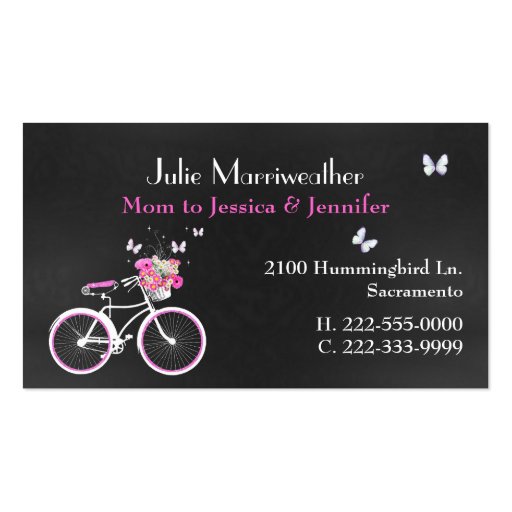 Pretty Lady's Bicycle Custom Mommy Card Business Cards