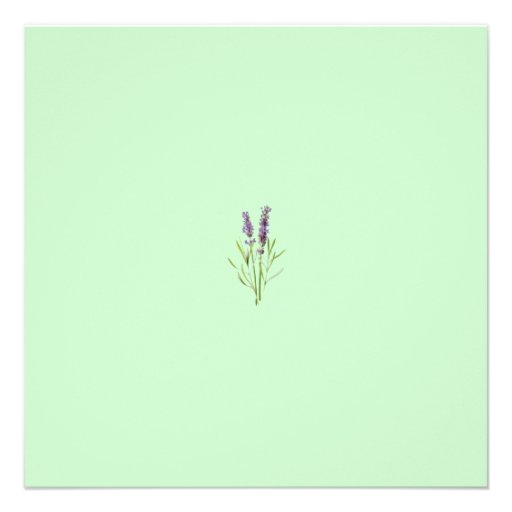 Pretty Lavender Herb Sprig on Green Bridal Shower Invites